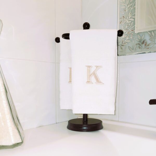 Finger Tip Embroidered Initial Towels set of 2